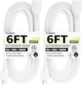 Vockjour 16/3 White Indoor Outdoor Extension Cord 6 Ft 2 Pack Waterproof by Vockjour