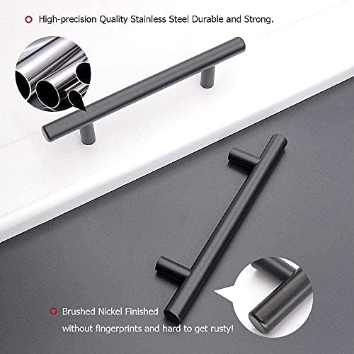 homdiy Black Drawer Pulls Cabinet Handles 10Pack - HD201BK Cabinet Door Handles 4-1/2 in Hole Centers Cabinet Hardware Modern Cabinet Pulls for Kitchen Cabintes - Image 3