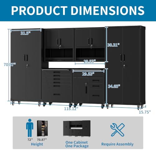 6-Piece Garage Storage Cabinets System Heavy Duty Workshop Set - Image 2