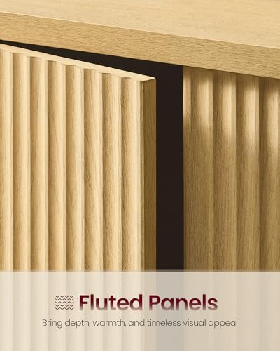 VASAGLE Contemporary Buffet Cabinet with Adjustable Shelves, Fluted Doors - Image 5