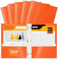 Better Office Products 2 Pocket Glossy Orange Paper Folders with Prongs, 25 Pack, Letter Size, High Gloss Orange Paper Portfolios with 3 Metal Prong Fasteners, Box of 25 by BetterOfficeProducts