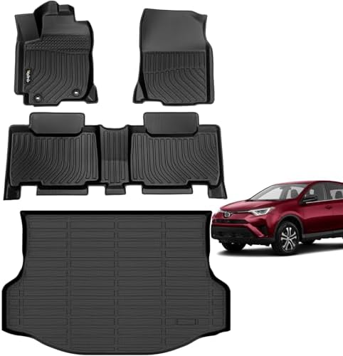 Wailtnb-Car Floor Mats & Cargo Trunk Liners Custom Fit for RAV4 2013-2018 (Not for Hybrid or Prime) All Weather Floor Mats for RAV4 Durable Floor Liners Accessories for RAV4 13-18 by Wailtnb
