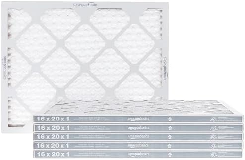 Amazon Basics 16x20x1 Air Filter 6-Pack, MERV 8 AC Furnace Filters, Allergen Control , Removes Dust, Lint and Pollen, Electrostatic (Actual Size: 15.75" x 19.75" x 0.75") by AmazonBasics