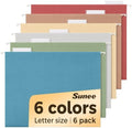 SUNEE Hanging File Folders Retro Colors, 6 Pack Letter Size File Folders with 1/5-cut Tabs, Stay Organized for Your Home and Office Bulk File and Documents by SUNEE