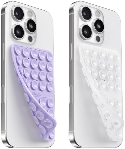 2PCS Silicone Double Sided Suction Cup Phone Case, Transparent & Lavender by KlearlookMaximizedClarity