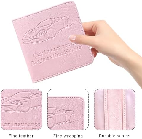 Ziciner Car Registration and Insurance Holder, Auto Card Document Glove Box Organizer with Magnetic Closure, Universal Vehicle Interior Accessories for Cars SUVs (Pink-Small) - Image 3