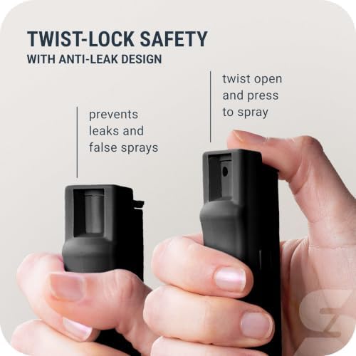 Sabre Pepper Spray with Quick Release Keychain for Self Defense – Multi Pack Max Strength OC with UV Marking Dye, Twist Lock Safety, Finger Grip, 10‑Sec. Spray, 14‑ft Range, Made in USA, 0.54 fl oz - Image 7