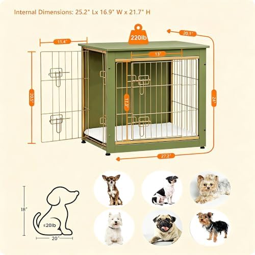 27" Dog Crate Furniture, Dog Kennel Indoor, with Waterproof Cushion - Image 5