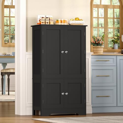 43”H Pantry Cabinet with 4 Doors, Kitchen Cabinet with 6 Door Shelves - Image 2
