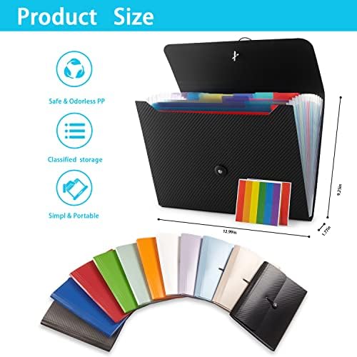 Nicfaec Expanding File Folder, 13 Pockets, Blue, Durable, Great Capacity,for Work, School, Home, Office - Image 3