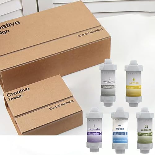 5PCS Vitamin C Shower Filter for Hard Water Filter Shower Replacement Cartridge Remove Chlorine Fluoride Heavy Metals Skin Condition Protects Hair Lemon Lavender Jasmine White Tea Ocean Gift Set by Unknown