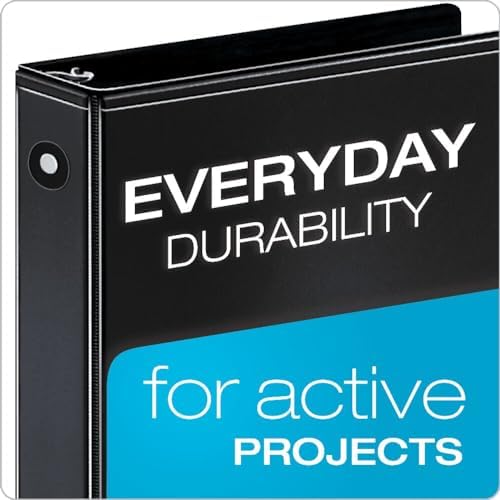 Cardinal Economy 3-Ring Binders, 1", Round Rings, Holds 225 Sheets, Clearvue Presentation View, Non-Stick, Black, Carton of 12 - Image 2