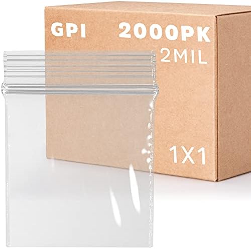 1" x 1" Tiny Zip Bags, 2000 Pack, 2 Mil, Reclosable Jewelry Bags, GPI by GPI