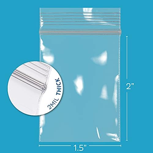 1.5" x 2" Small Zip Bags, 10000 Pack, 2 Mil, Reclosable Jewelry Bags, GPI - Image 2