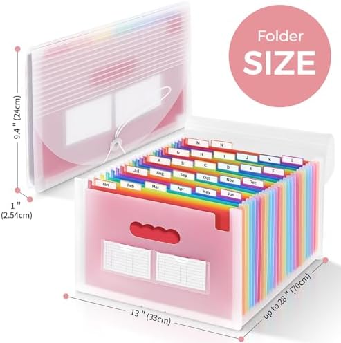 SKYDUE Accordion File Organizer with 26 Pockets & Label Stickers, Expanding File Folders Fit for A4 & Letter Size Paper, Multi-Functional Document Organizer for Home & Office File Management - Image 2
