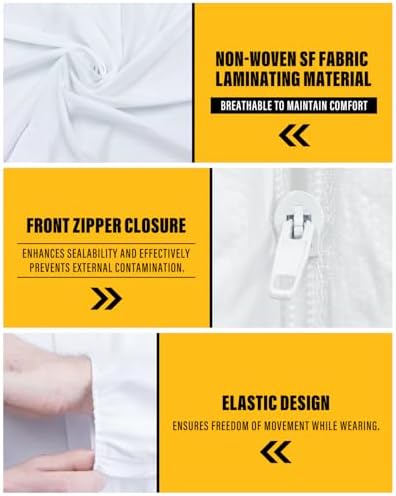 Hazmat Suit Disposable Coverall | Full Body Painters Suit in 7 Sizes with Multiple Specifications for Men & Women - X-Large, White, 25 - Image 2