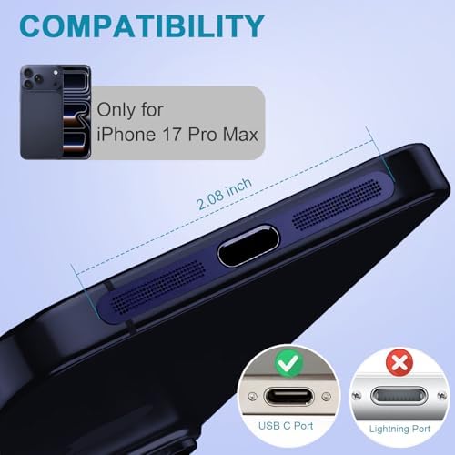 USB C Dust Plug,USB C Port Cover Type C Charging Port Plug Cover Speaker Dust Cover,Accessories for iPhone 17 Pro Max (Dark Blue for iPhone 17 Pro Max) - Image 2
