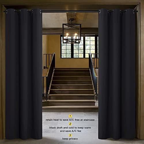 NICETOWN Door Divider Curtain for Doorway, Bedroom Closet Door Cover, Privacy Drape for Garage Window Bathroom Door Dressing Changing Fitting Decor (1 Piece, 8ft Tall x 5ft Wide, Black) - Image 2