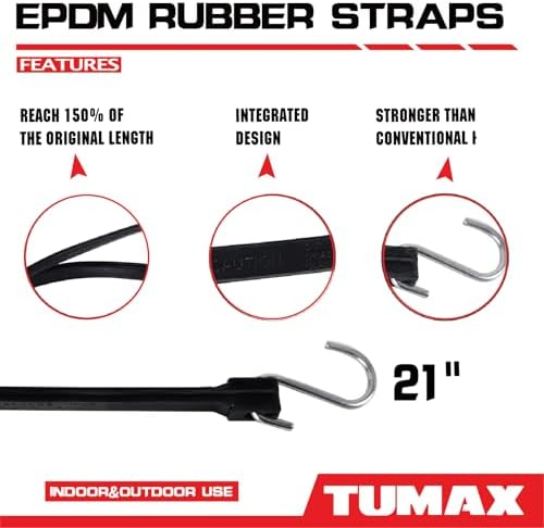 30PCS EPDM Bungee Cords S Hooks 21in Heavy Duty Tarp Straps - Image 3