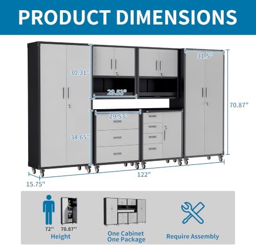 6-Piece Garage Storage Cabinets System Heavy Duty Workshop Set - Image 2