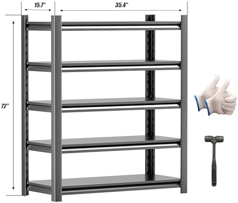 Garage Shelving, 36"W x 16"D x 72"H, Heavy Duty Metal Storage Shelves - Image 2