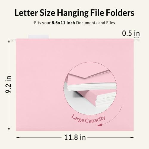 SUNEE 6 Pack Hanging File Folders, Pink Folders, Hanging File Folders Letter Size with 1/5-cut Tabs, Stay Organized for Your Home and Office Bulk File and Documents - Image 5