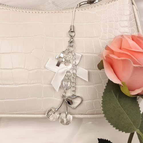 Phone Charms Strap Cute Cherry CellPhone Straps Aesthetic Pink Red Black BlueCherry Phone Chain for Camera Keychain Bag Pendant Decor Gift - Image 4
