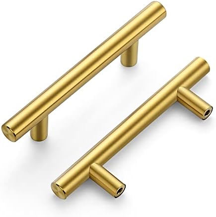 Ravinte Cabinet Handles, Brushed Brass,5" Length,3" Hole Center,35 Pack by Ravinte