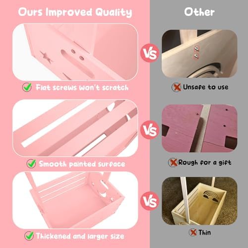 Large Baby Shower Gifts Basket Wooden Crate, Personalized Wooden Letters Hangers New Born Baby Girl Boy Pregnancy Gifts for New Mom Parents Vine Decorations Cute Closet with Adjustable Handle Pink - Image 6