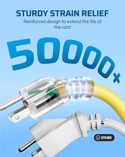 DEWENWILS 24 Inches 12/3 Extension Cord, STW AWG12/3 ETL Listed, Pack of 3 - Image 5