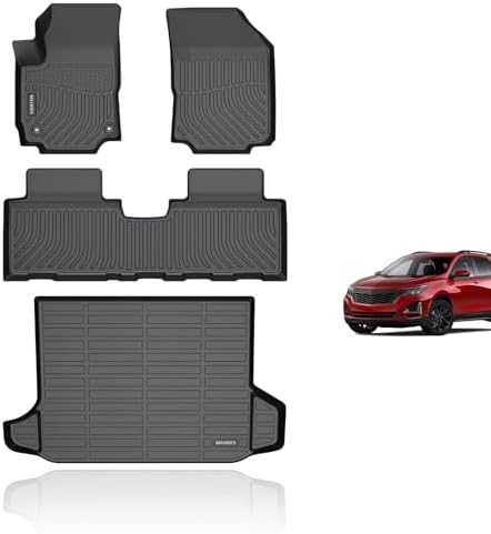 KELCSEECS Floor Mats & Cargo Liner for 2024 2023 2022 2021 2020 2019 2018 Chevrolet Chevy Equinox & GMC Terrain/Terrain Denali All Weather Car Mats Cargo Mat Floor Liners Trunk Mat Trunk Liner by KELCSEECS