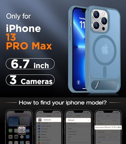 Temdan Magnetic Compatible with iPhone 13 Pro Max Case, [Built-in Invisible Kickstand][Compatible with MagSafe][Military Grade Shockproof] Slim Translucent Matte Phone Case for iPhone 13 Pro Max 6.7" - Image 2