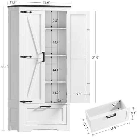 TEENFON Storage Cabinet with Doors & Adjustable Shelf - Image 3
