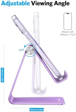 OMOTON C2 Adjustable Aluminum Cell Phone Stand with Charging Cutout, Purple - Image 4