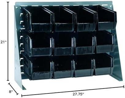 Quantum Storage Systems QBR-2721-230-12BK Ultra Bin Complete Bench Rack Package with 12 Ultra Bins, 27" x 8" x 21" , Black - Image 2