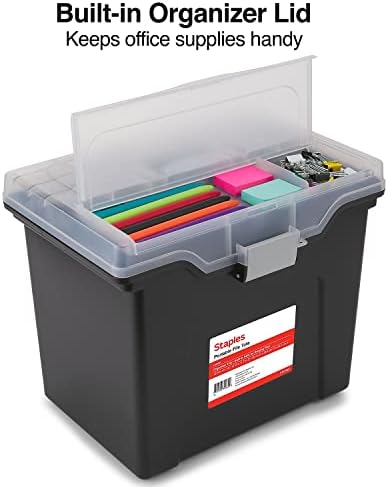 Staples File Folder Tote, Portable Filing Box for Letter Size Hanging Files - Image 3