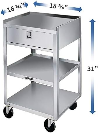 Lakeside 466 Equipment Stand, Stainless Steel, 3 Shelves and 1 Drawer, 500 lb. Capacity (Fully Assembled) - Image 3