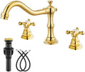 gotonovo Bathroom Faucet 3 Hole Vintage, Polish Gold, Hot Cold Label by HOME