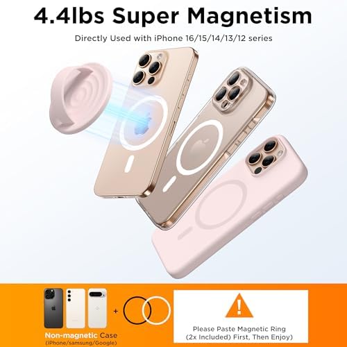 Magnetic Phone Grip for MagSafe, Silicone Ring Grip, Lovely Pink - Image 6