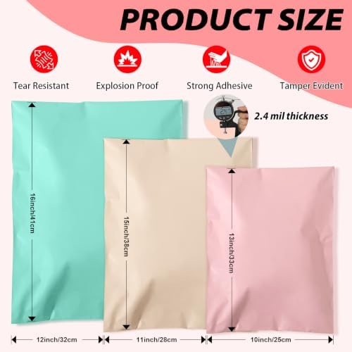 Oududianzi Variety Poly Mailers, 30 Pack Shipping Envelopes, Plastic Packaging Bags, Self-Seal Polymailers, Mailers Poly Bags, Shipping Bags for Small Business (10 Each: 10x13, 11x15, 12.5x16) - Image 2