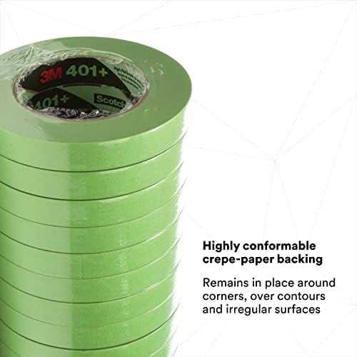 3M High Performance Green Masking Tape 401+, 18 mm x 55 m, 48 Rolls/Case - Image 4