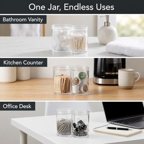 ForPro 28oz/20oz Clear Acrylic 2-Compartment Apothecary Jar with Lid - Image 6