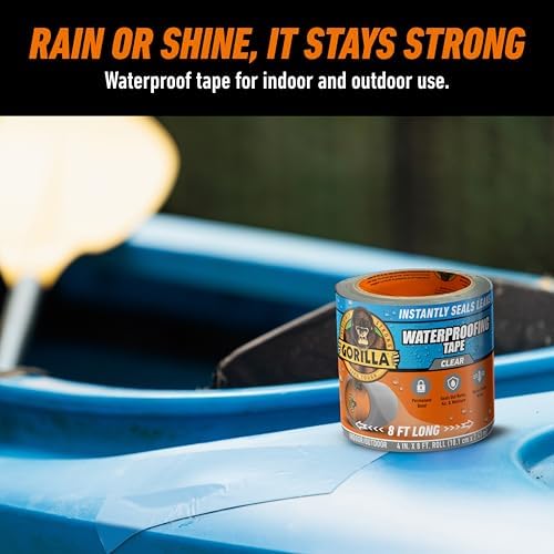 GORILLA Waterproofing Tape, Permanent, Clear, 4" x 8', 1-Pack - Image 5