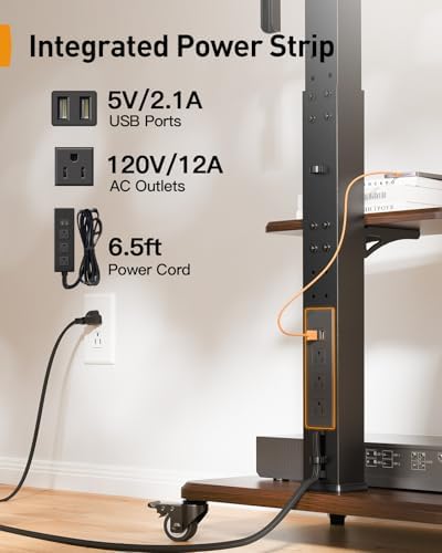 Perlegear Rolling TV Stand for 32”-77”TVs with LED Lights and Power Outlet - Image 5