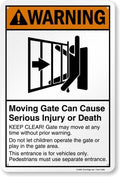 SmartSign 18 x 12 inch “Warning - Moving Gate Can Cause Injury Or Death” Metal Sign, 63 mil Laminated Rustproof Aluminum, Black, White and Orange, Made in USA by SmartSign