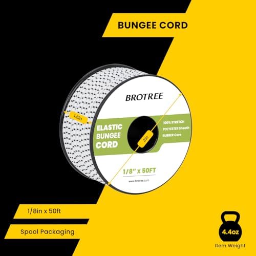 Brotree Bungee Cords 1/8" x 50ft Elastic Shock Cord 100% Stretch Cord - Image 2