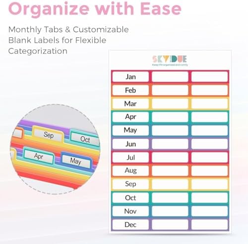SKYDUE Accordion File Organizer, Expanding File Folder with 13 Pockets, Portable Document Paper Bill Receipt Organizer, Home School Office Supplies, Letter A4 Size White - Image 3