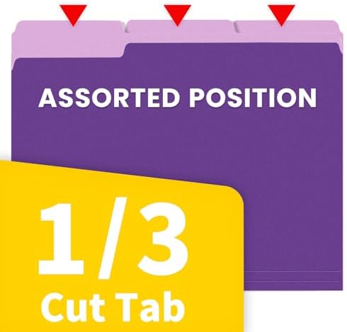 SUNEE File Folders, 120 Pack Manilla Folders 8.5 x 11, 1/3 Cut Tab for Easy Labeling and Organization, Durable Standard Paper for Home, Office, School Filing, Purple - Image 3