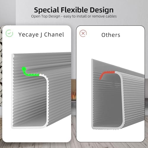 YECAYE 94.2 in Cable Management Under Desk,Easy Install Adhesive Mount Cord Hider,Cord Organizer,Wire Management,Wire Hider for Office Organization,Child & Pet Proof,Grey (Pack of 2) - Image 7