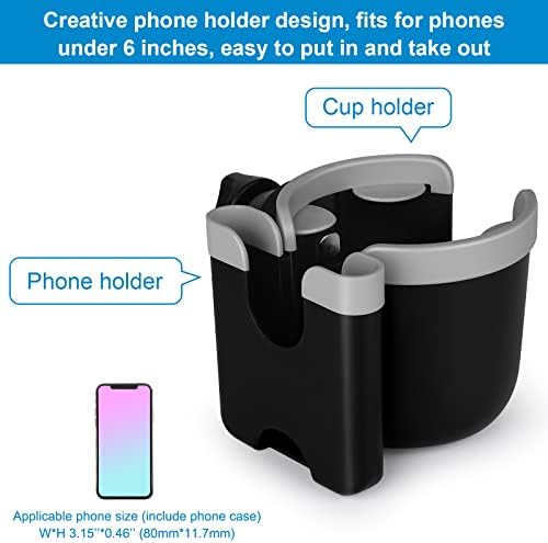 Accmor Stroller Cup Holder with Phone Holder, Bike Cup Holder, Universal Cup Holder for Uppababy Nuna Doona Strollers, 2-in-1 Cup Holder for Walker, Wheelchair, Scooter - Image 3